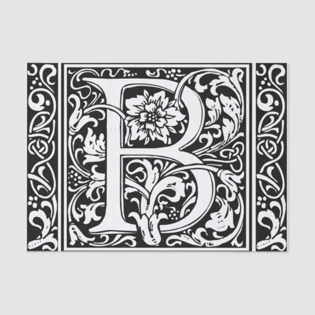 Buchstabe B Mittelalterliche Monogramm Jugendstil Seidenpapier (Vorderseite)