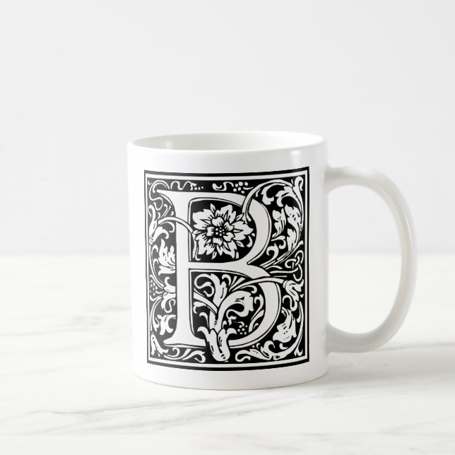 Buchstabe B Mittelalterliche Monogramm Jugendstil Tasse (Rechts)