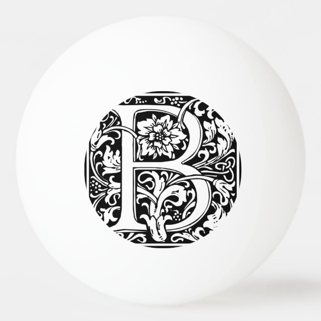 Buchstabe B Mittelalterliche Monogramm Jugendstil Tischtennisball (Vorderseite)