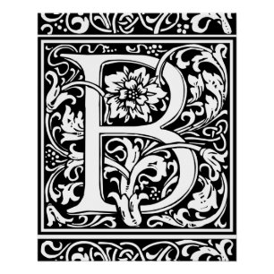 Buchstabe B Mittelalterliche Monogramm-Kunst Art N Poster