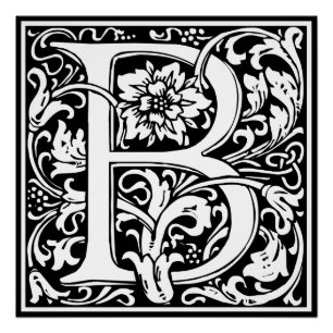Buchstabe B Mittelalterliche Monogramm-Kunst im Ju Poster