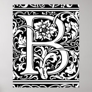 Buchstabe B Mittelalterliches Monogramm Vintage In Poster