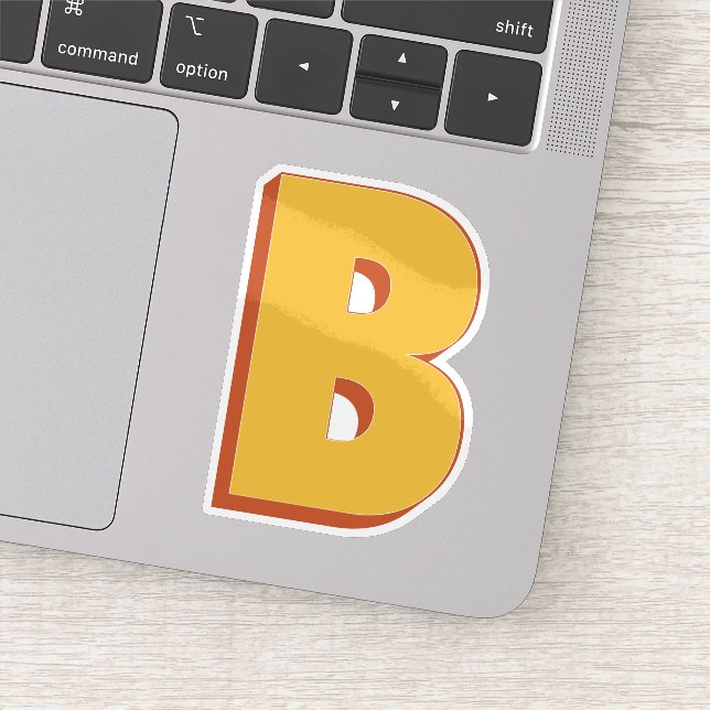 Buchstabe B Monogramm, fette 3D-Schrift Initiale  Aufkleber (Detail)