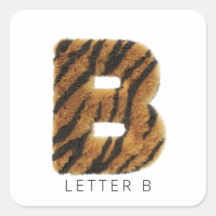 Buchstabe B Tigerfell Quadratischer Aufkleber