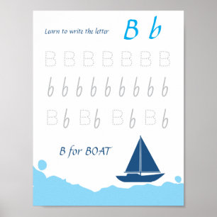 Buchstabe B Übungsposter für Kinder B ist für Bo Poster
