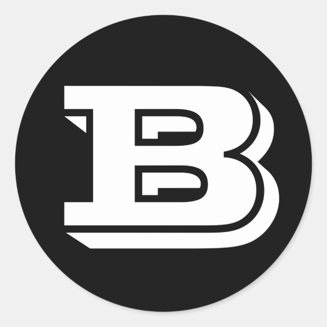 Buchstabe B Vineta Alphabet von Janz Black Runder Aufkleber (Vorderseite)