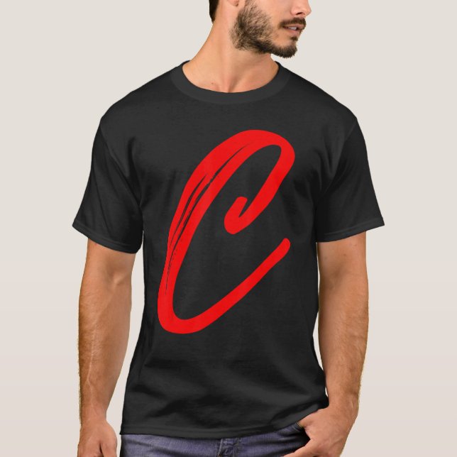 Buchstabe C Alphabet Groß Rot Grafisch Initial T-Shirt (Vorderseite)