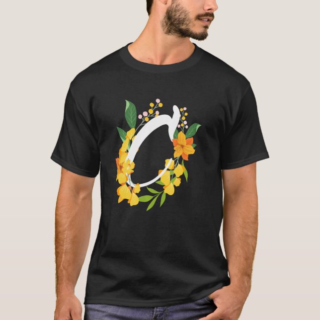 Buchstabe C Groß Alphabet Blumen Monogramm Initial T-Shirt (Vorderseite)