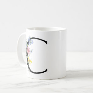 Buchstabe C mit Blumen Kaffeetasse