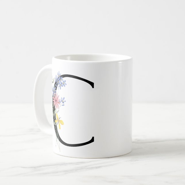 Buchstabe C mit Blumen Kaffeetasse (Vorderseite Links)