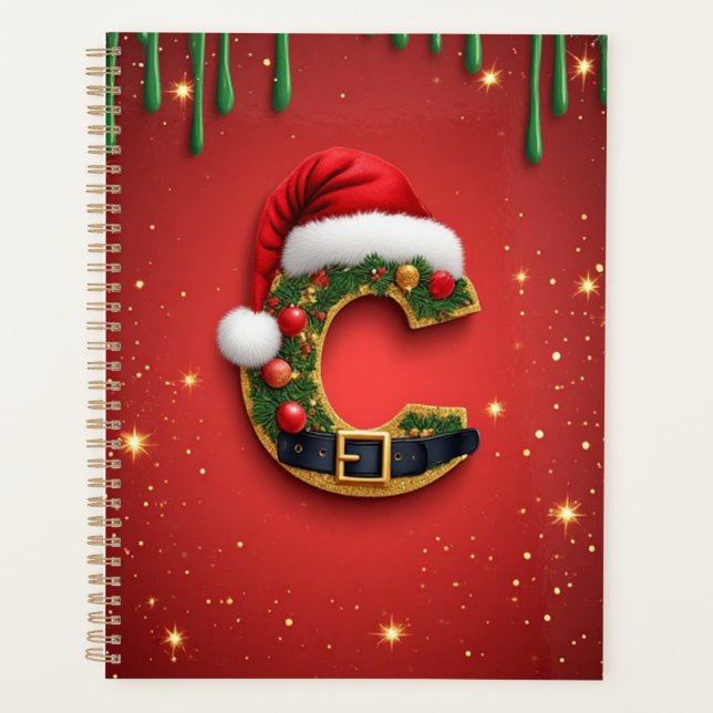 Buchstabe C mit Weihnachtskranz-Dekoration 🎁 Planer (Vorderseite)