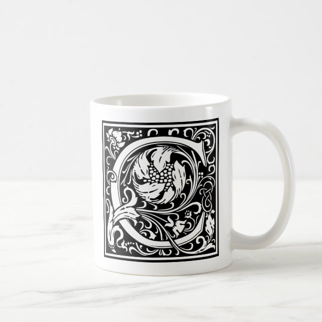Buchstabe C Mittelalterliche Monogramm Art Nouveau Kaffeetasse (Rechts)