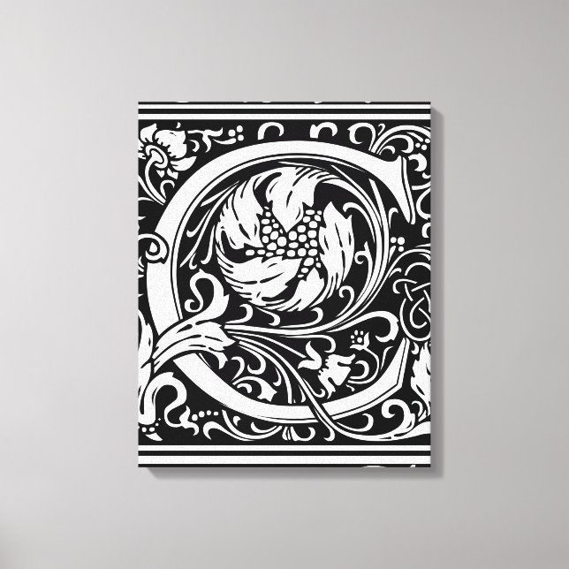 Buchstabe C Mittelalterliche Monogramm Art Nouveau Leinwanddruck (Vorderseite)