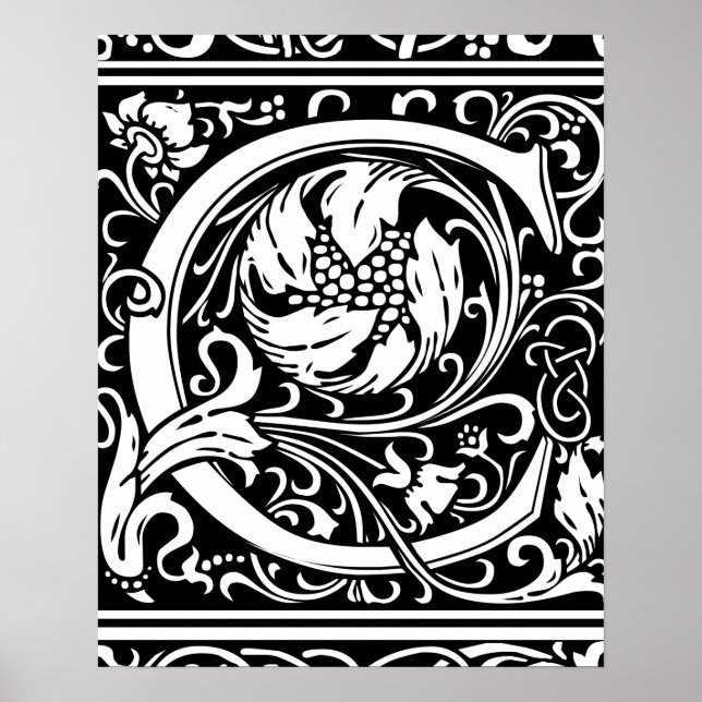 Buchstabe C Mittelalterliche Monogramm Art Nouveau Poster (Vorne)