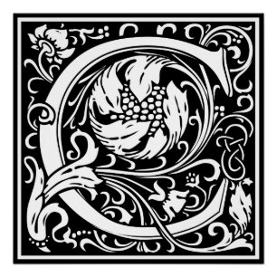 Buchstabe C Mittelalterliche Monogramm Art Nouveau Poster