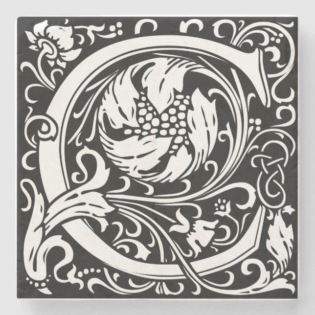 Buchstabe C Mittelalterliche Monogramm Art Nouveau Steinuntersetzer (Vorderseite)