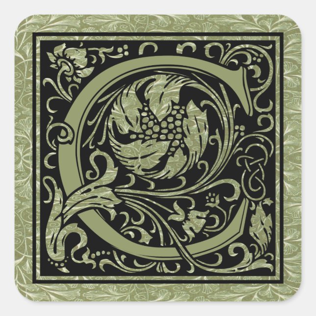 Buchstabe C Monogramm Quadratischer Aufkleber (Vorderseite)