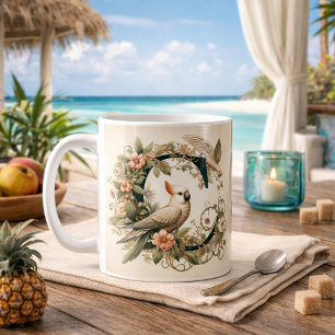 Buchstabe C Pastellkakadu und Blume Kaffeetasse