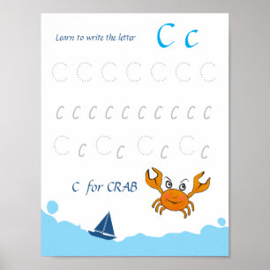 Buchstabe C Übungsposter für Kinder C steht für Poster