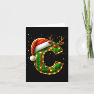 Buchstabe C Weihnachts-Kariert Santa-Hut Monogramm Karte