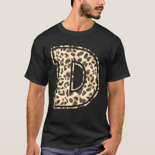Buchstabe D Anfangs Leopard Cheetah Druck Trend Wa T-Shirt