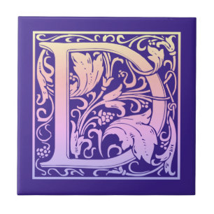 Buchstabe D Farbiger Vintager erster Buchstabe Gra Fliese