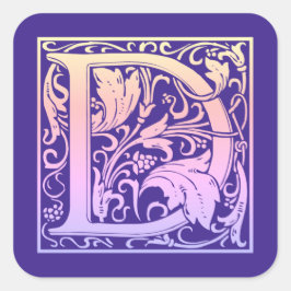 Buchstabe D Farbiger Vintager erster Buchstabe Gra Quadratischer Aufkleber