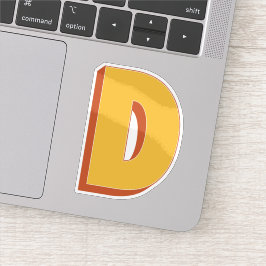 Buchstabe D Monogramm, fette 3D-Schrift Initiale  Aufkleber