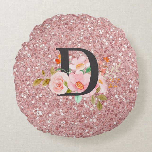 Buchstabe D Rundes Kissen (Vorderseite)