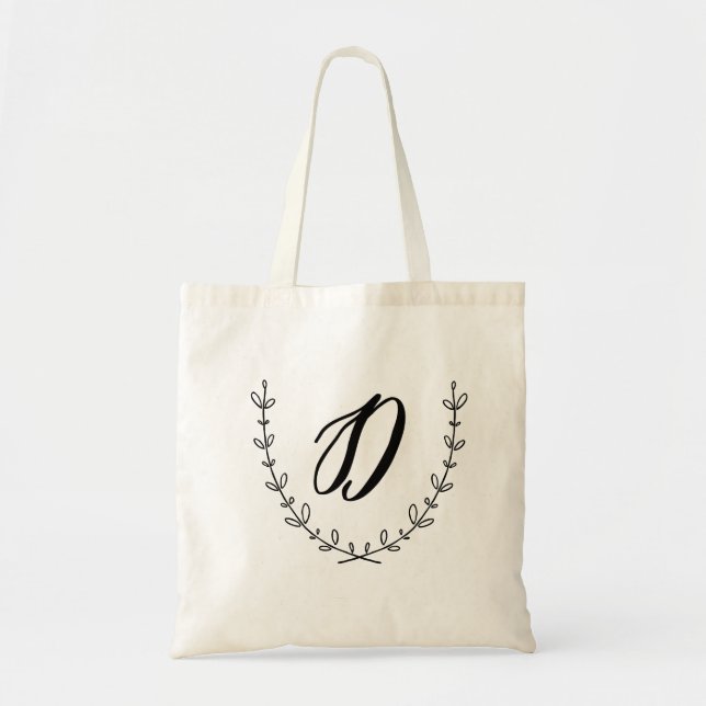 Buchstabe D u. Lorbeerwreath-Taschen-Tasche Tragetasche (Vorne)