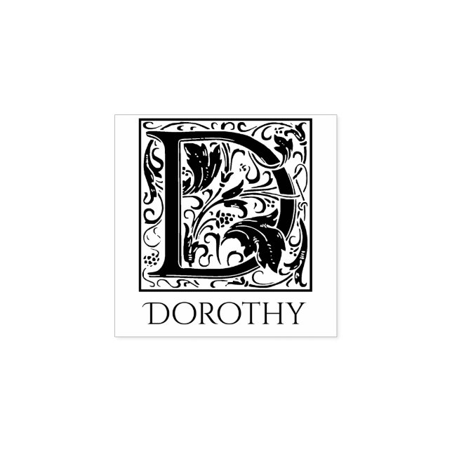 Buchstabe D Vintager erster Buchstabe mit Name Gummistempel (Prägung)