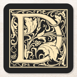 Buchstabe D Vintager erster Buchstabe Sepia Rechteckiger Pappuntersetzer