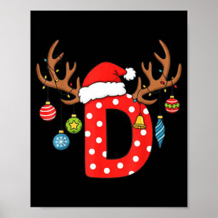 Buchstabe D Weihnachtsmonogramm Alphabet Initialsc Poster