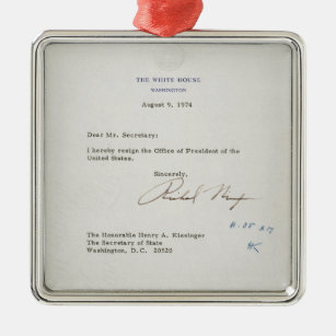 Buchstabe der Resignation von Richard M. Nixon Silbernes Ornament