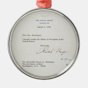 Buchstabe der Resignation von Richard M. Nixon Silbernes Ornament