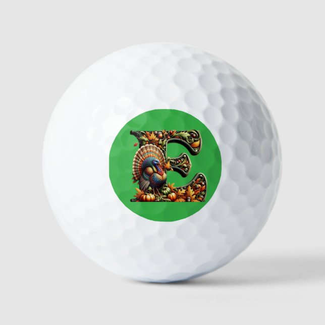 Buchstabe E als Thanksgiving-Geschenk Golfball (Vorderseite)