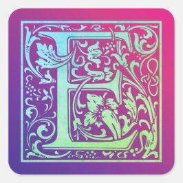 Buchstabe E Farbiger Vintager erster Buchstabe Gra Quadratischer Aufkleber