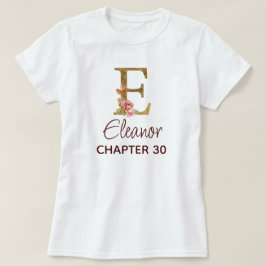Buchstabe E Gold Monogramm Blush Rosa Rosen Geburt T-Shirt