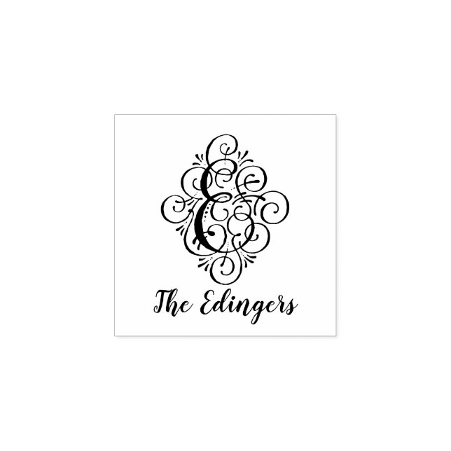 Buchstabe E Initial Elegant Blühe Monogrammname Gummistempel (Prägung)