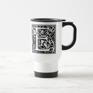 Buchstabe E Mittelalterliche Monogramm-Kunst Art N Reisebecher