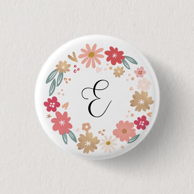Buchstabe E | Monogramm für den Whimsikfloralbrief Button (Vorderseite)