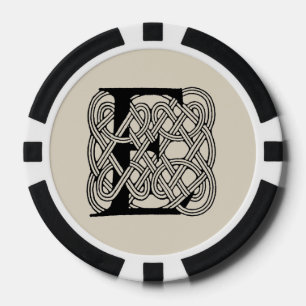 Buchstabe E Monogramm Vintage-Keltischer Knoten Dr Pokerchips