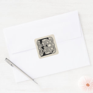 Buchstabe E Monogramm Vintage-Keltischer Knoten Dr Quadratischer Aufkleber