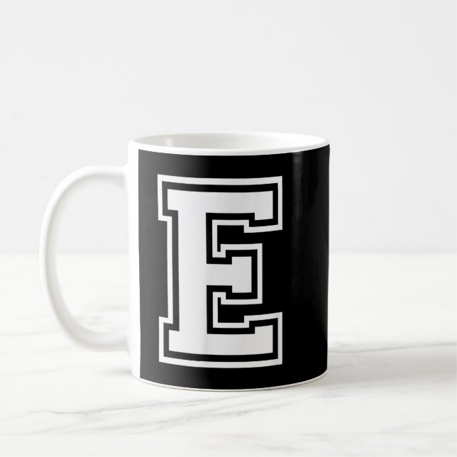 Buchstabe E Name Anfangsvarsity Alphabet Monogram Kaffeetasse (Links)