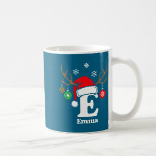 Buchstabe E Name Initial Emma mit Santa Hut Rennti Kaffeetasse