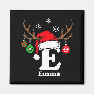 Buchstabe E Name Initial Emma mit Santa Hut Rentie Magnet
