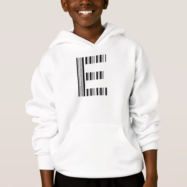 BUCHSTABE E STRICHCODE Erstes Anfangsbuchstaben-Ba Hoodie (Vorderseite)