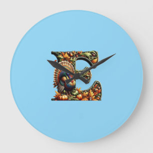 Buchstabe E Thanksgiving-Geschenk im Stil  Große Wanduhr