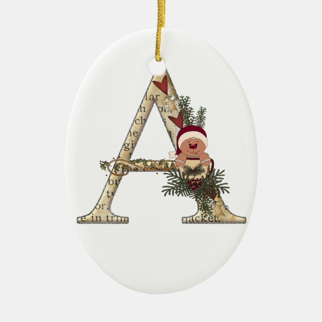 Buchstabe - eine Weihnachtsverzierung Keramikornament (Vorne)