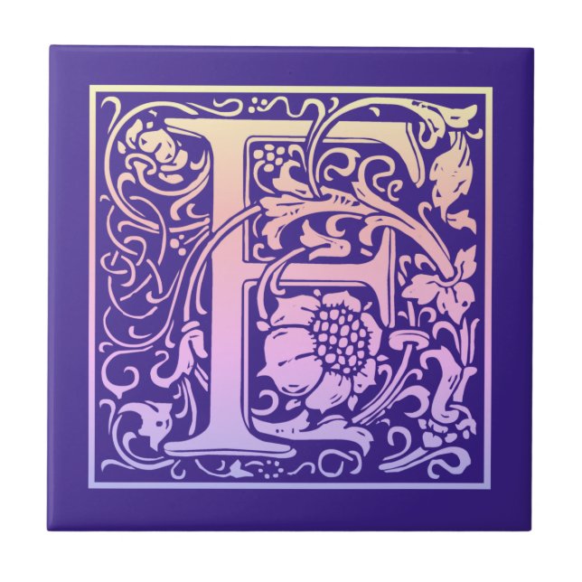 Buchstabe F Farbiger Vintager erster Buchstabe Fliese (Vorderseite)